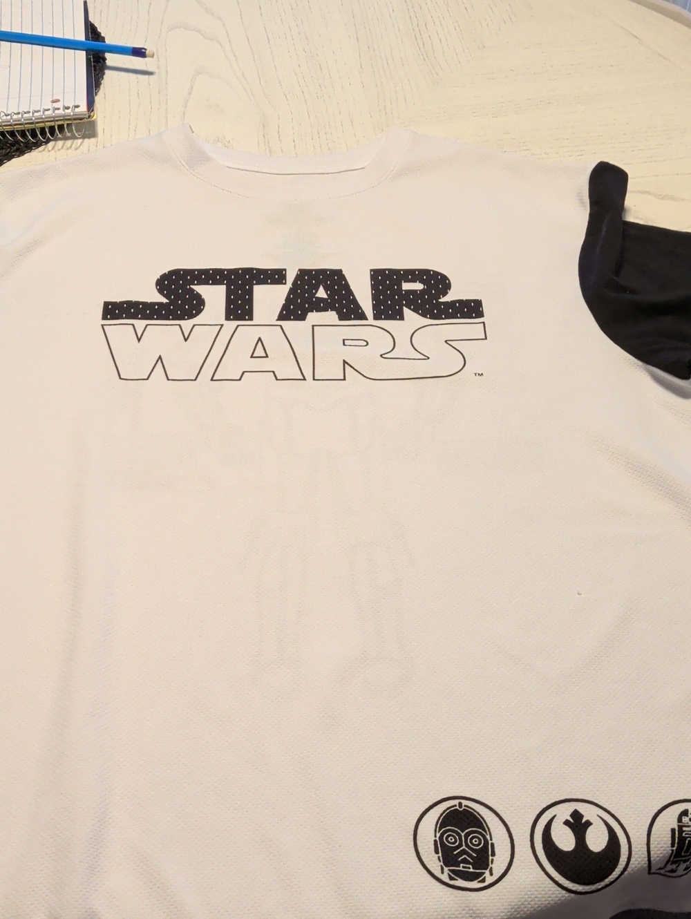 Star Wars White Tee with Black Logo and Accents